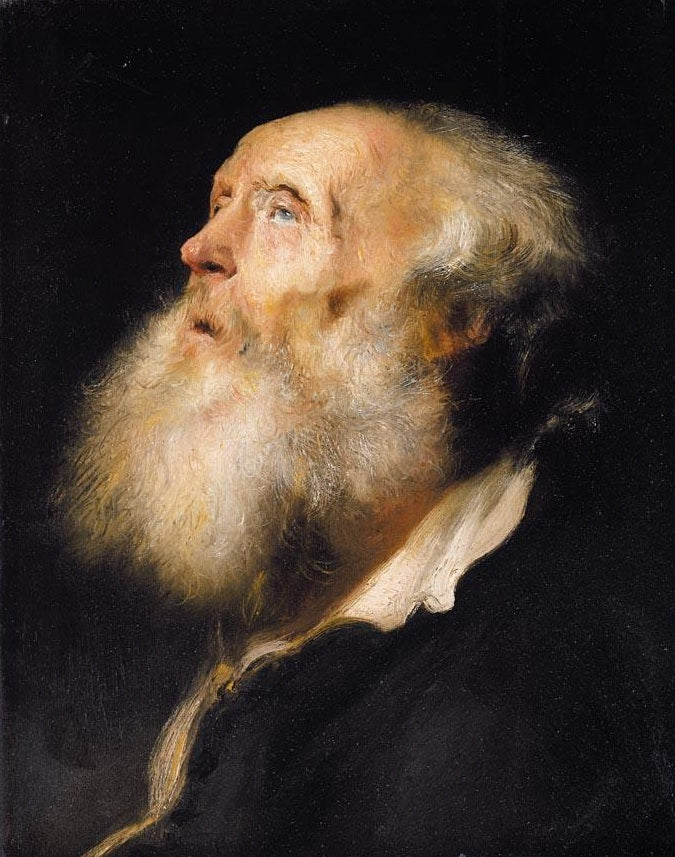 Study of Old Bearded Man, vintage artwork by Jan Lievens, 12x8" (A4) Poster