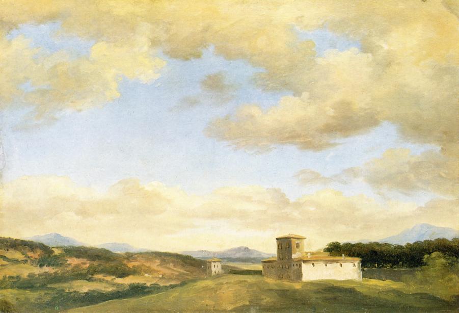 Villa near Rome, vintage artwork by Pierre-Henri de Valenciennes, 12x8" (A4) Poster