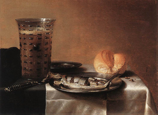 Still Life with Herring, vintage artwork by Pieter Claesz, 12x8" (A4) Poster