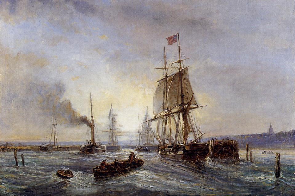 Entrance to the Port, vintage artwork by Stanislas Lepine, 12x8" (A4) Poster