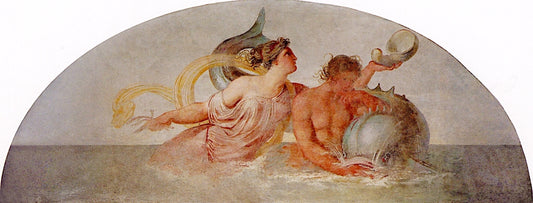 Nereid and Triton with Dolphin, vintage artwork by Francesco Paolo Hayez, A3 (16x12") Poster Print