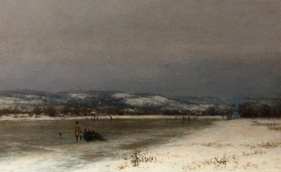 Gathering Christmas Fiinery at Roundout, New Jersey, vintage artwork by Jervis McEntee, 12x8" (A4) Poster