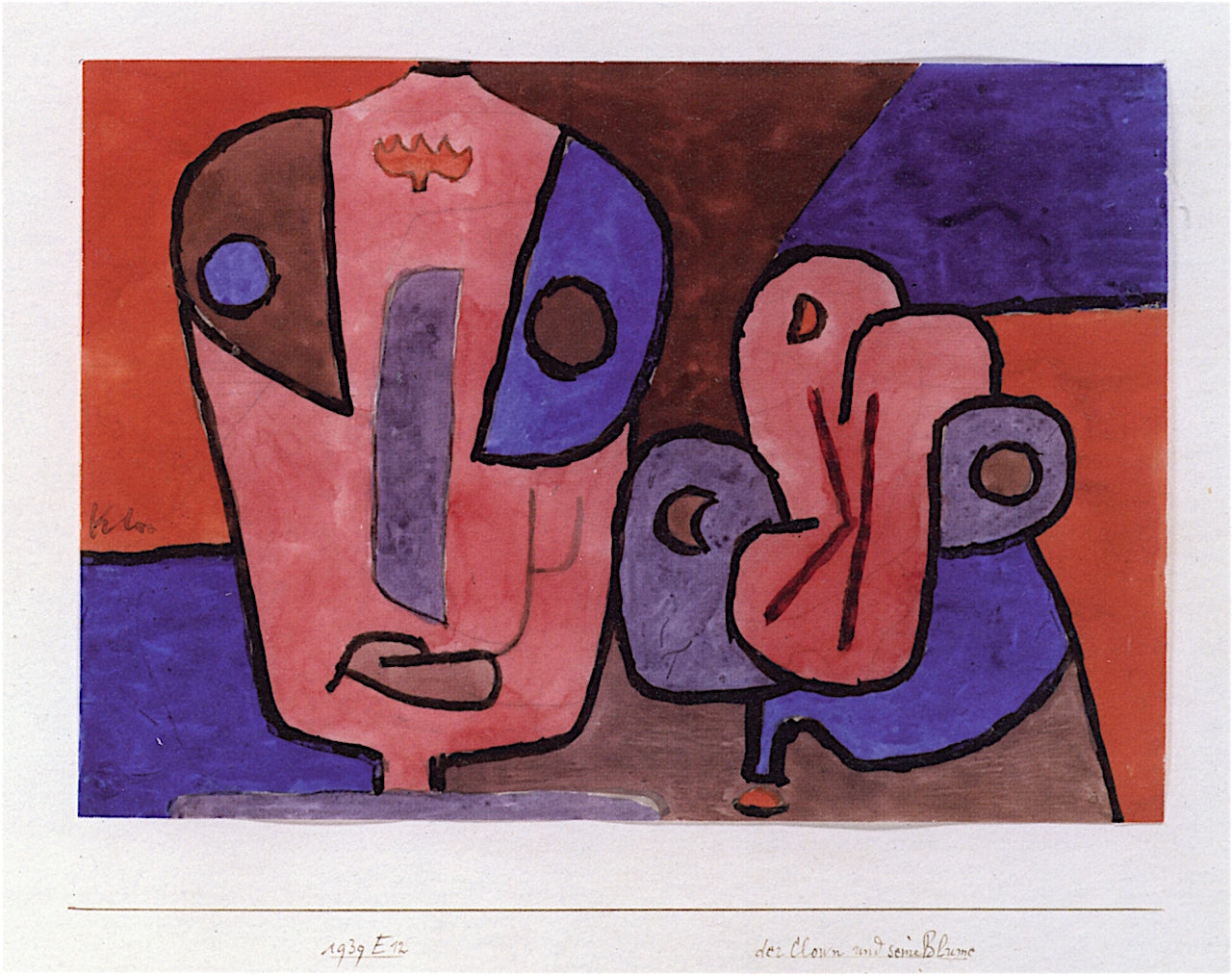 The Clown and His Flower, vintage artwork by Paul Klee, 12x8" (A4) Poster