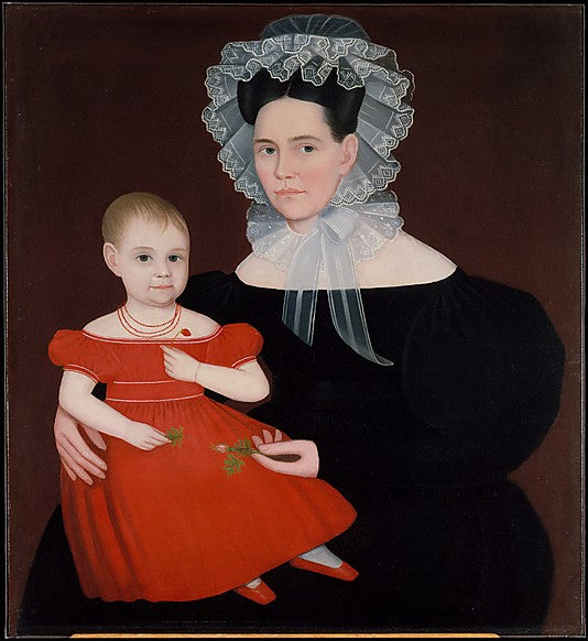 Mrs. Mayer and Daughter, vintage artwork by Ammi Phillips, 12x8" (A4) Poster