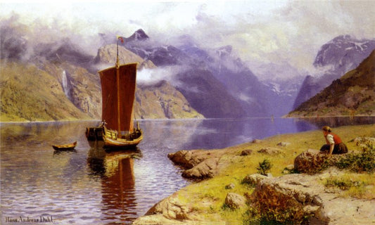 Awaiting his return, vintage artwork by Hans Dahl, 12x8" (A4) Poster