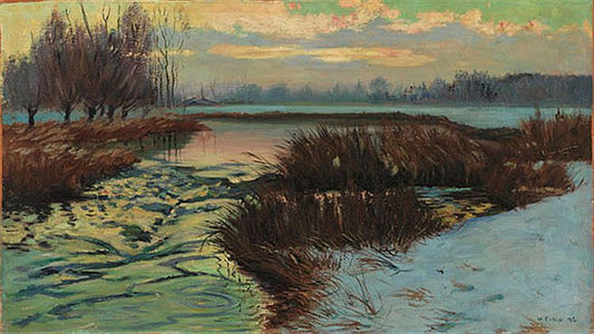 Evening, Quebec, vintage artwork by Maurice Cullen, 12x8" (A4) Poster