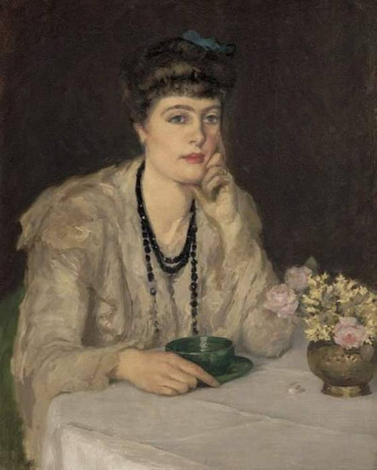 A Cup of Chocolate, vintage artwork by Rupert Bunny, 12x8" (A4) Poster