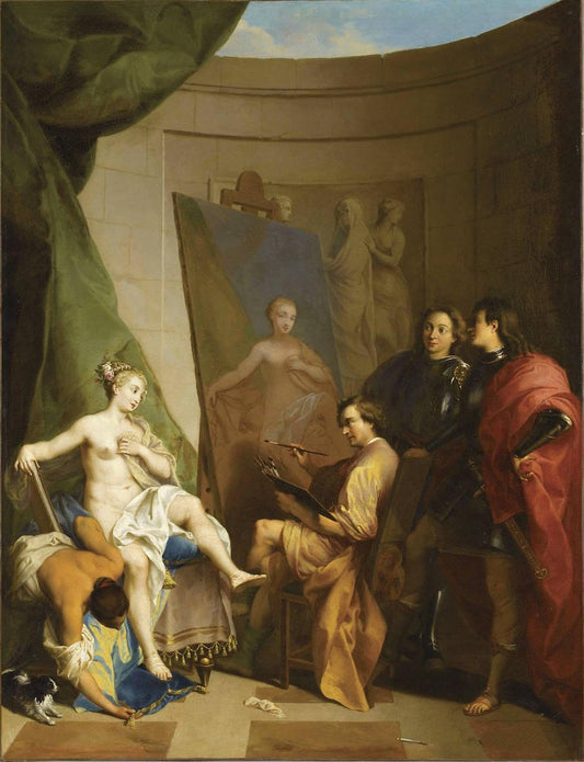 Apelles Painting Campaspe, vintage artwork by Nicolas Vleughels, 12x8" (A4) Poster