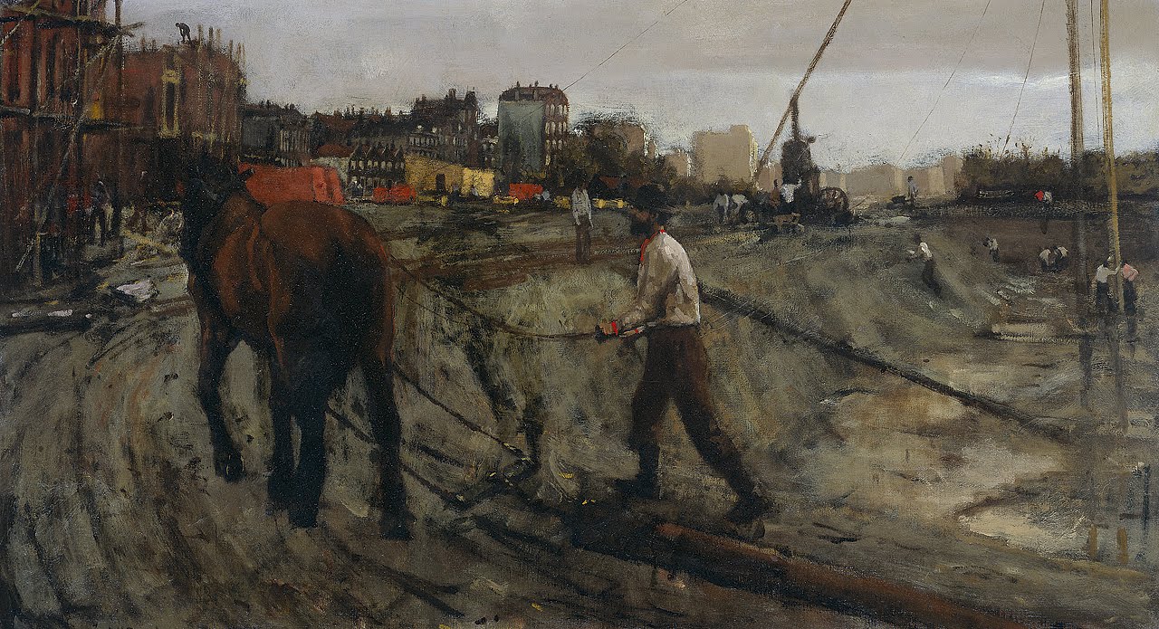 Building Site in Amsterdam, vintage artwork by George Hendrik Breitner, 12x8" (A4) Poster