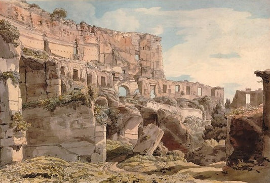 Inside the Colosseum, vintage artwork by Francis Towne, 12x8" (A4) Poster