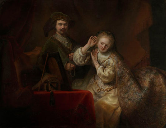 Rembrandt and his Wife Saskia, vintage artwork by Ferdinand Bol, 12x8" (A4) Poster