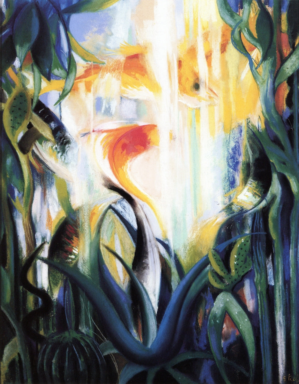 Aquatic Life, vintage artwork by Joseph Stella, 12x8" (A4) Poster