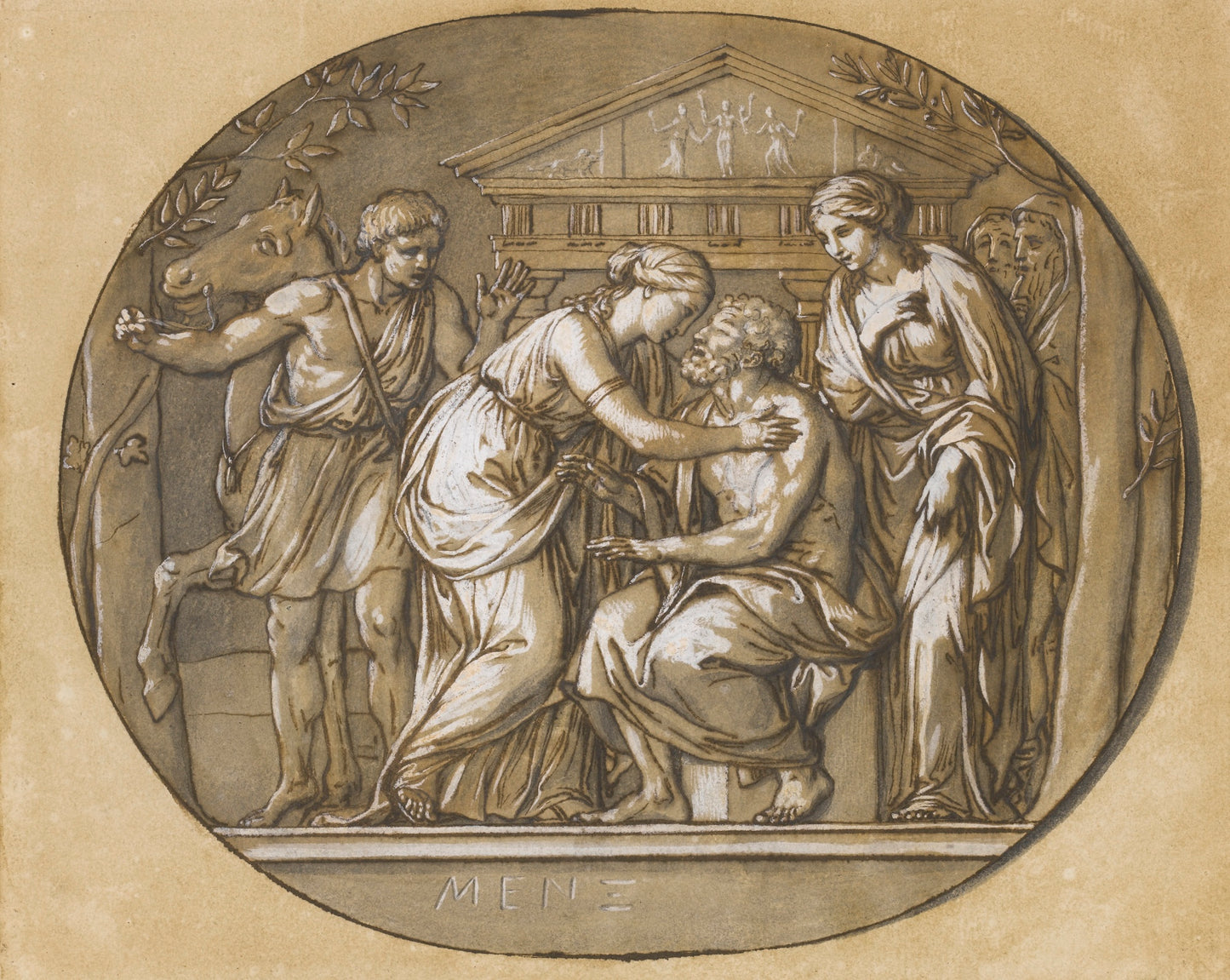 Oedipus at Colonnos Before the Temple of the Eumenides, vintage artwork by Anton Raphael Mengs, 12x8" (A4) Poster