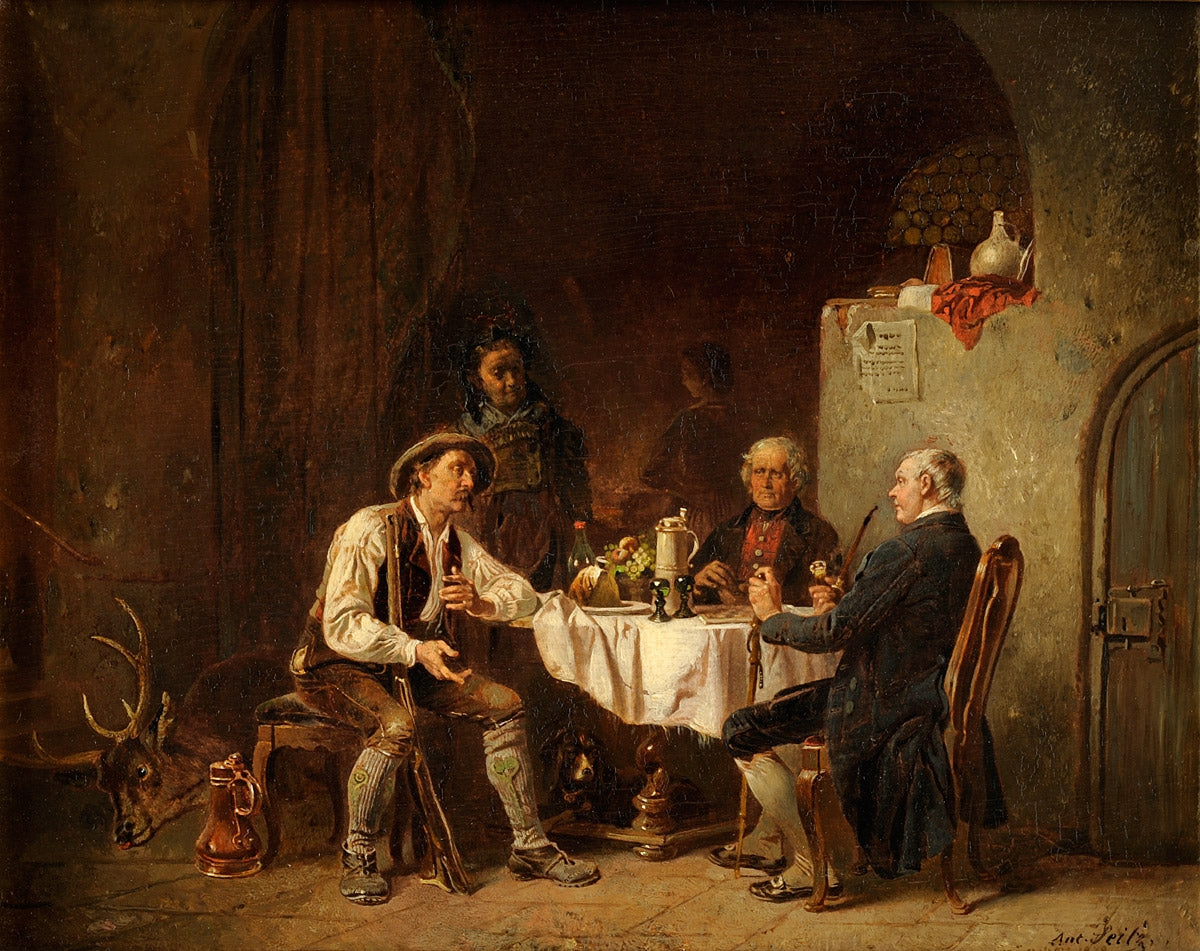 A successful hunt, vintage artwork by Anton Seitz, 12x8" (A4) Poster