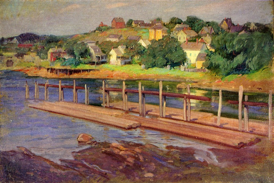 Small Boat Landing, vintage artwork by Frank Duveneck, 12x8" (A4) Poster