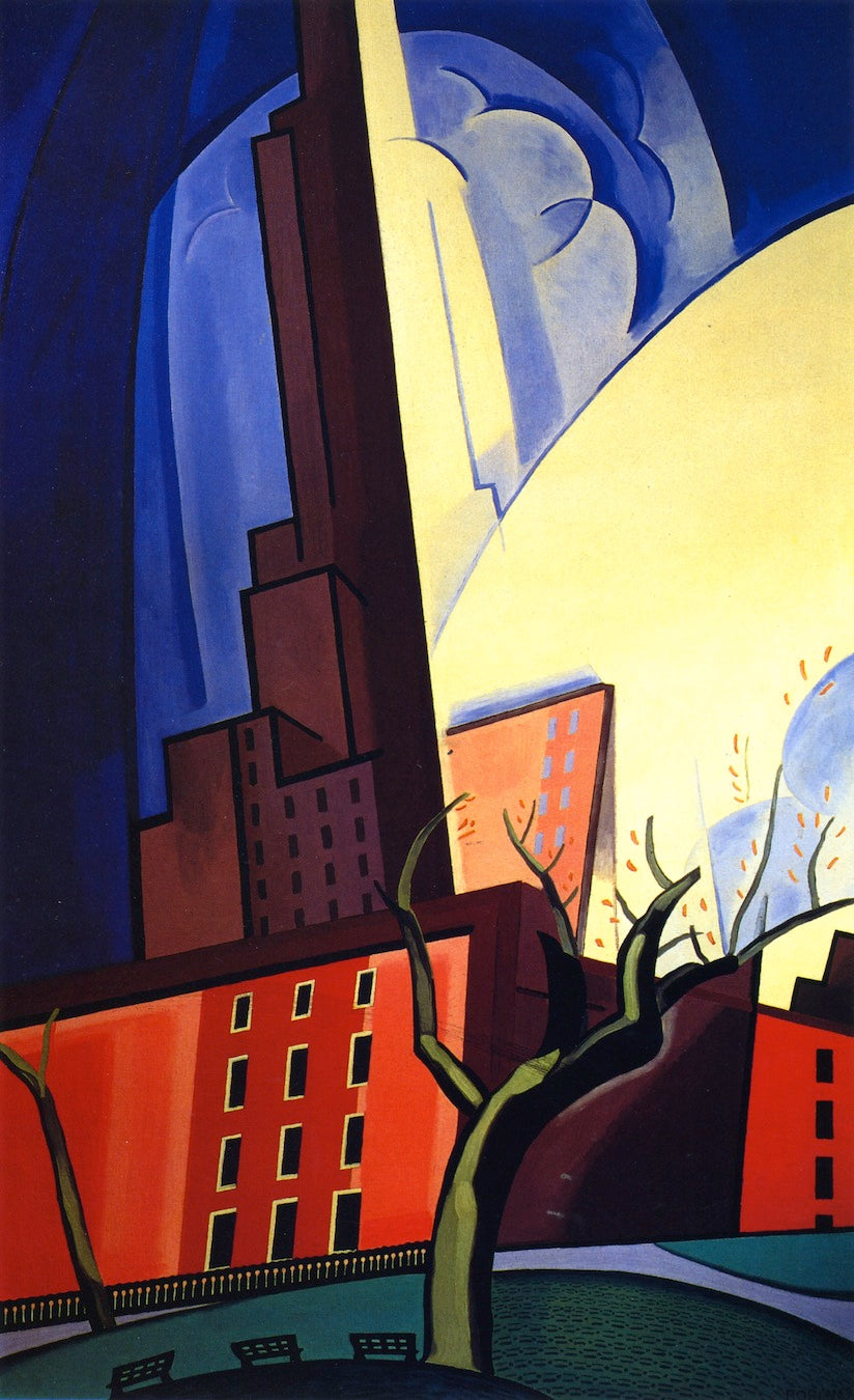 Circles of Washington Square, vintage artwork by Oscar Bluemner, 12x8" (A4) Poster