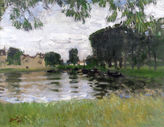 Boats on a Pond, vintage artwork by Pierre-Eugène Montezin, 12x8" (A4) Poster