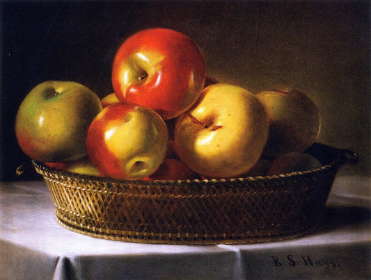 Still LIfe with Apples in a Basket, vintage artwork by Barton Stow Hayes, 12x8" (A4) Poster