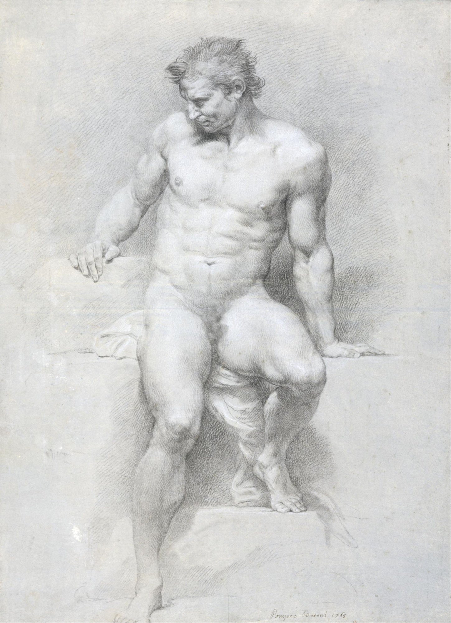Academic Nude, vintage artwork by Pompeo Batoni, 12x8" (A4) Poster