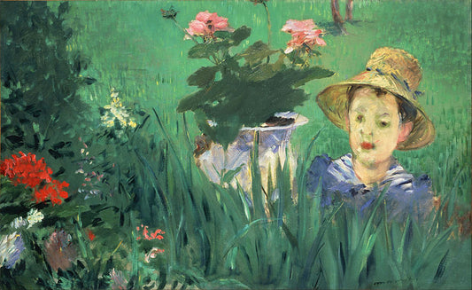 Boy in Flowers, vintage artwork by Édouard Manet, 12x8" (A4) Poster