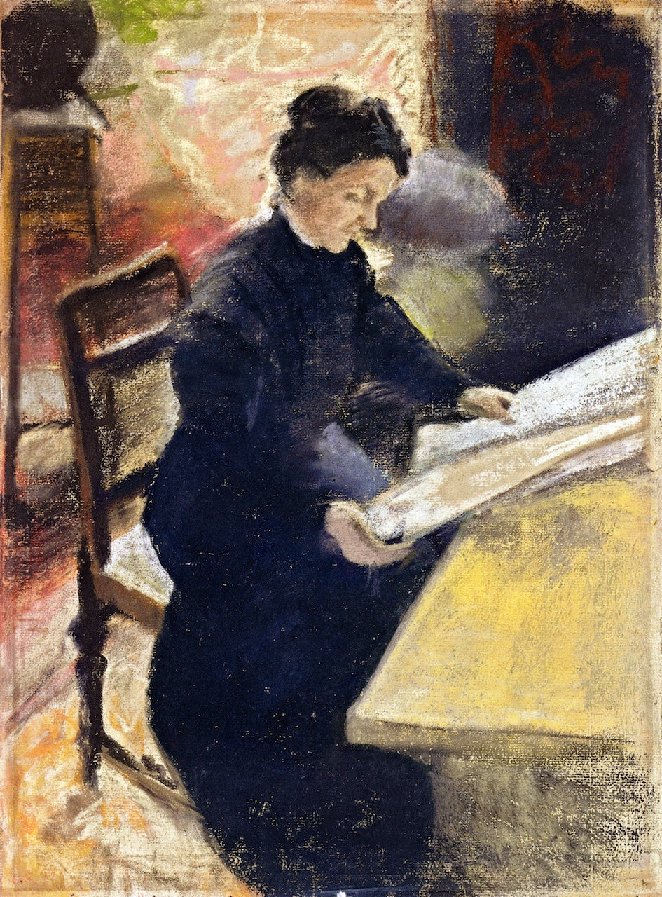 Sofie Gerhardt, Reading the Newspaper, vintage artwork by August Macke, 12x8" (A4) Poster