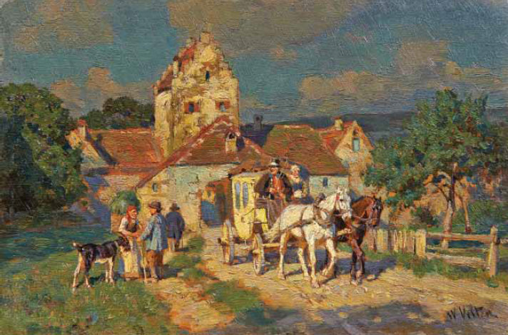 The Stagecoach, vintage artwork by Wilhеlm Vеltеn, 12x8" (A4) Poster