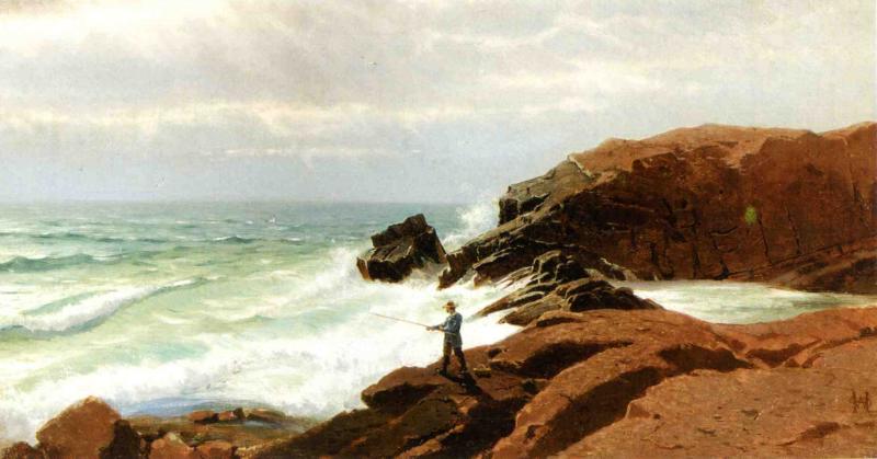 Fisherman - Nahant, vintage artwork by William Stanley Haseltine, 12x8" (A4) Poster