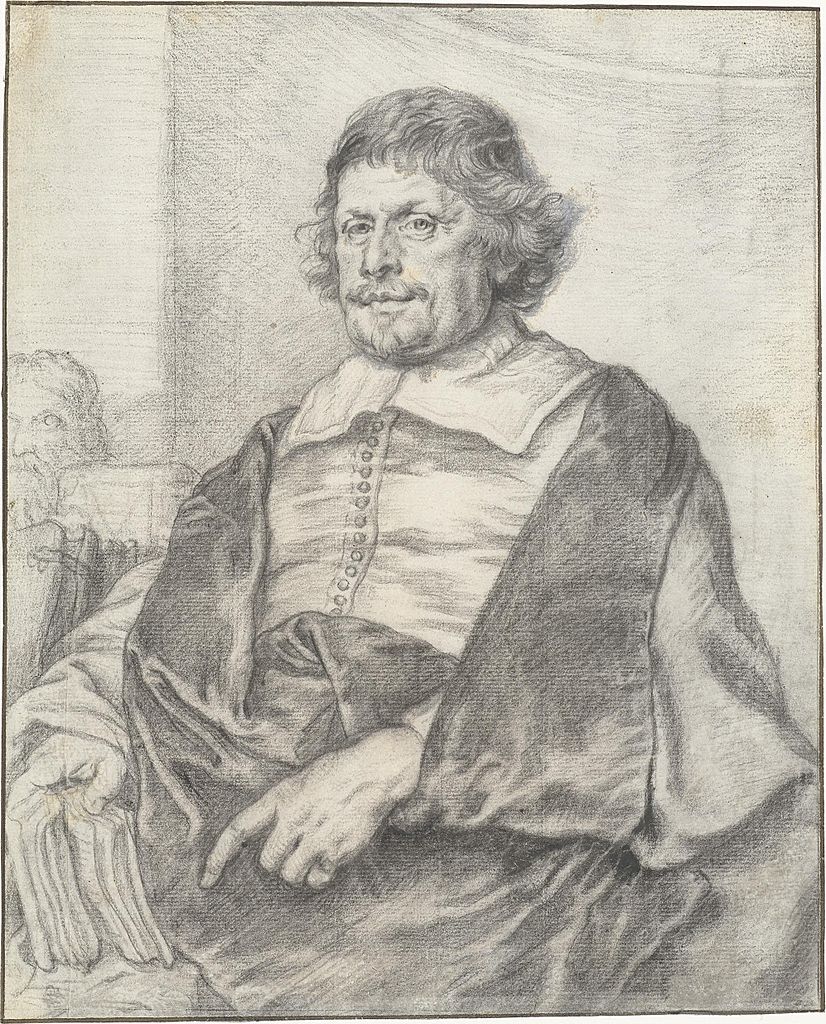 Portrait of Caspar Barlaeus, vintage artwork by Joachim von Sandrart, 12x8" (A4) Poster