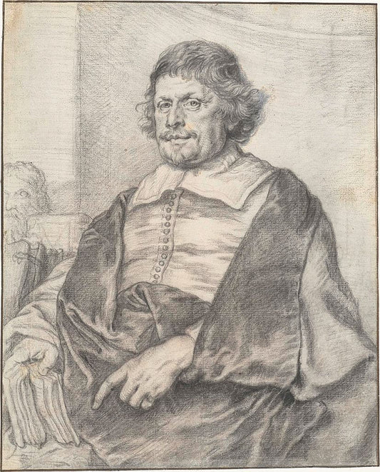 Portrait of Caspar Barlaeus, vintage artwork by Joachim von Sandrart, 12x8" (A4) Poster