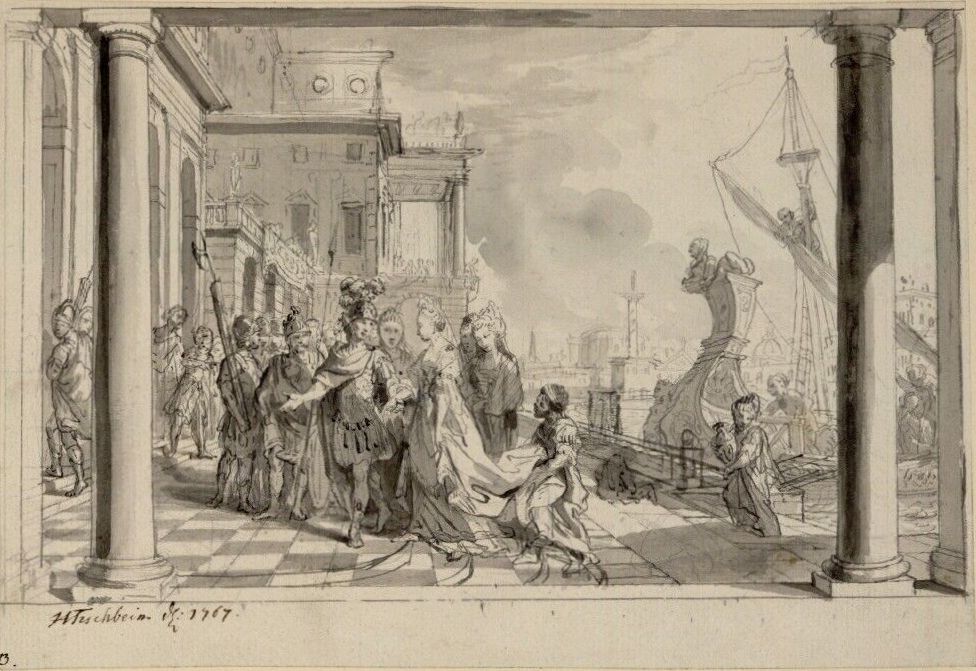 Mark Anthony and Cleopatra, vintage artwork by Johann Heinrich Tischbein the Elder, 12x8" (A4) Poster