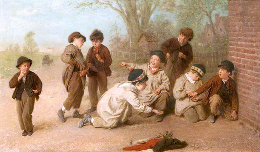 Boys Playing, vintage artwork by John Morgan, 12x8" (A4) Poster