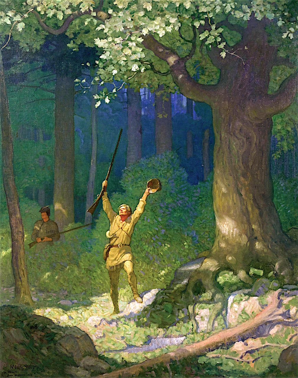...Emerging into an opening that appeared to have been formed partly by  the ravages of the wind..., vintage artwork by Newell Convers (N.C.) Wyeth, 12x8" (A4) Poster