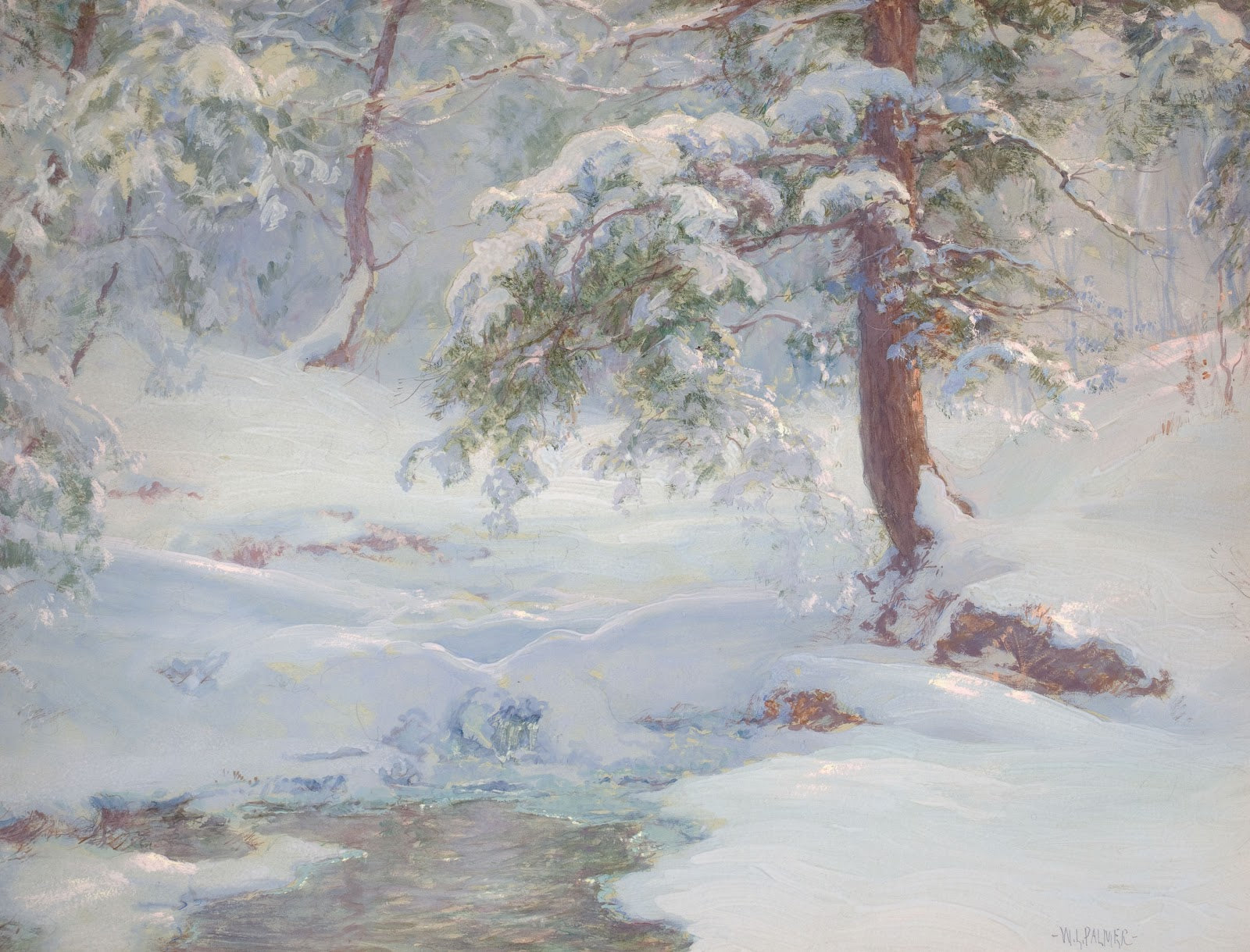 A Winter Idyll by Walter Launt Palmer,A3(16x12")Poster