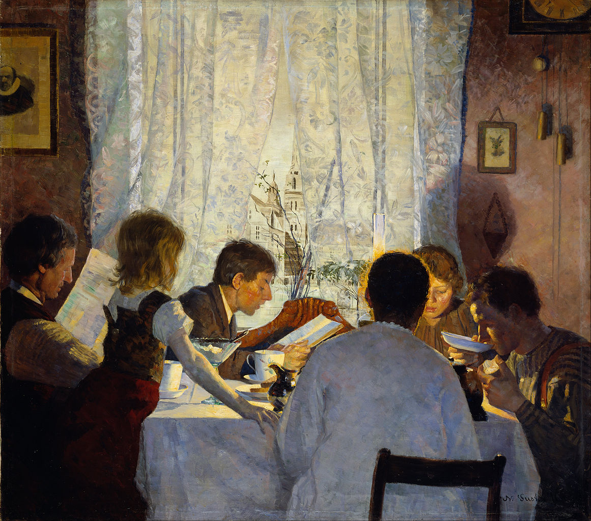 Breakfast II. The Artist's Family by Gustav Wentzel,A3(16x12")Poster