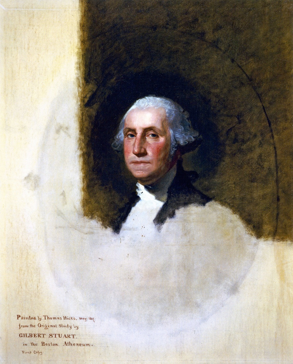 George Washington (after Gilbert Stuart), vintage artwork by Thomas Hicks, 12x8" (A4) Poster