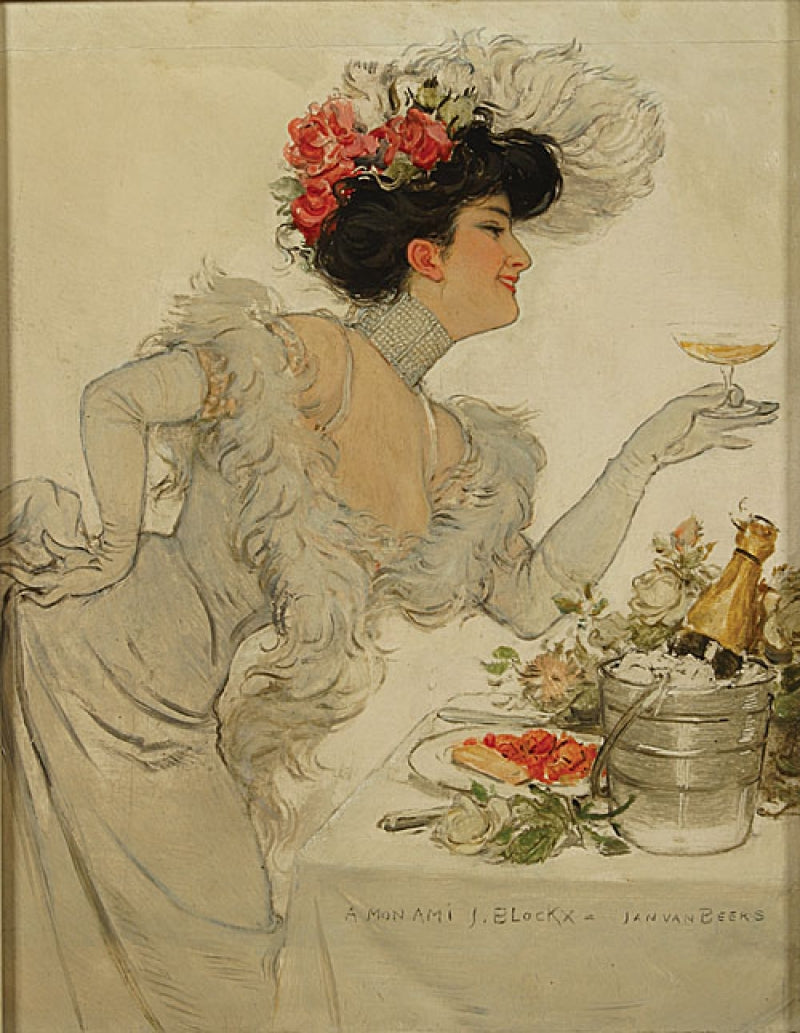 La bonne bouteille, vintage artwork by Jan van Beers, 12x8" (A4) Poster