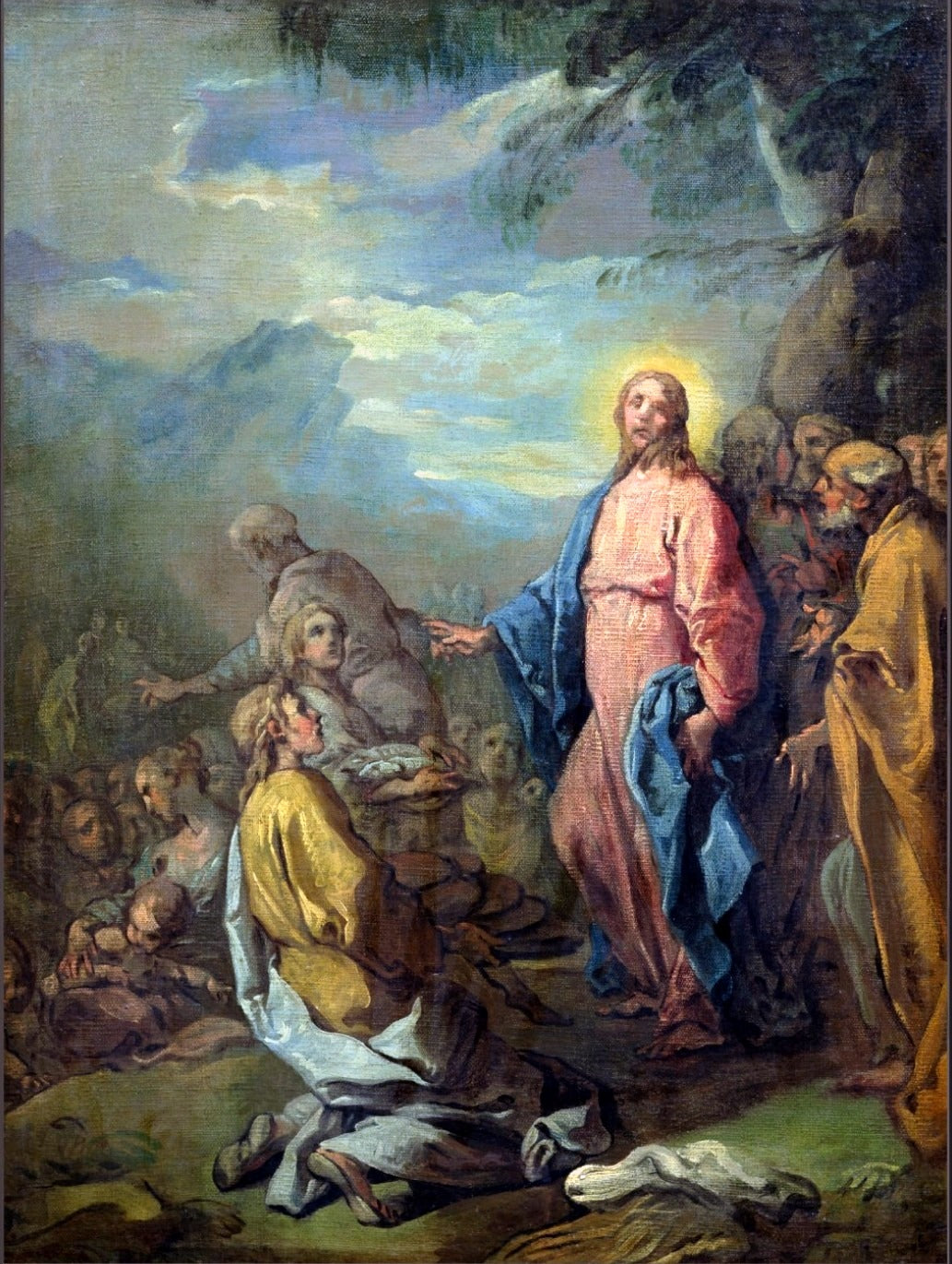 The Feeding of the Five Thousand (study), vintage artwork by Carle van Loo, 12x8" (A4) Poster