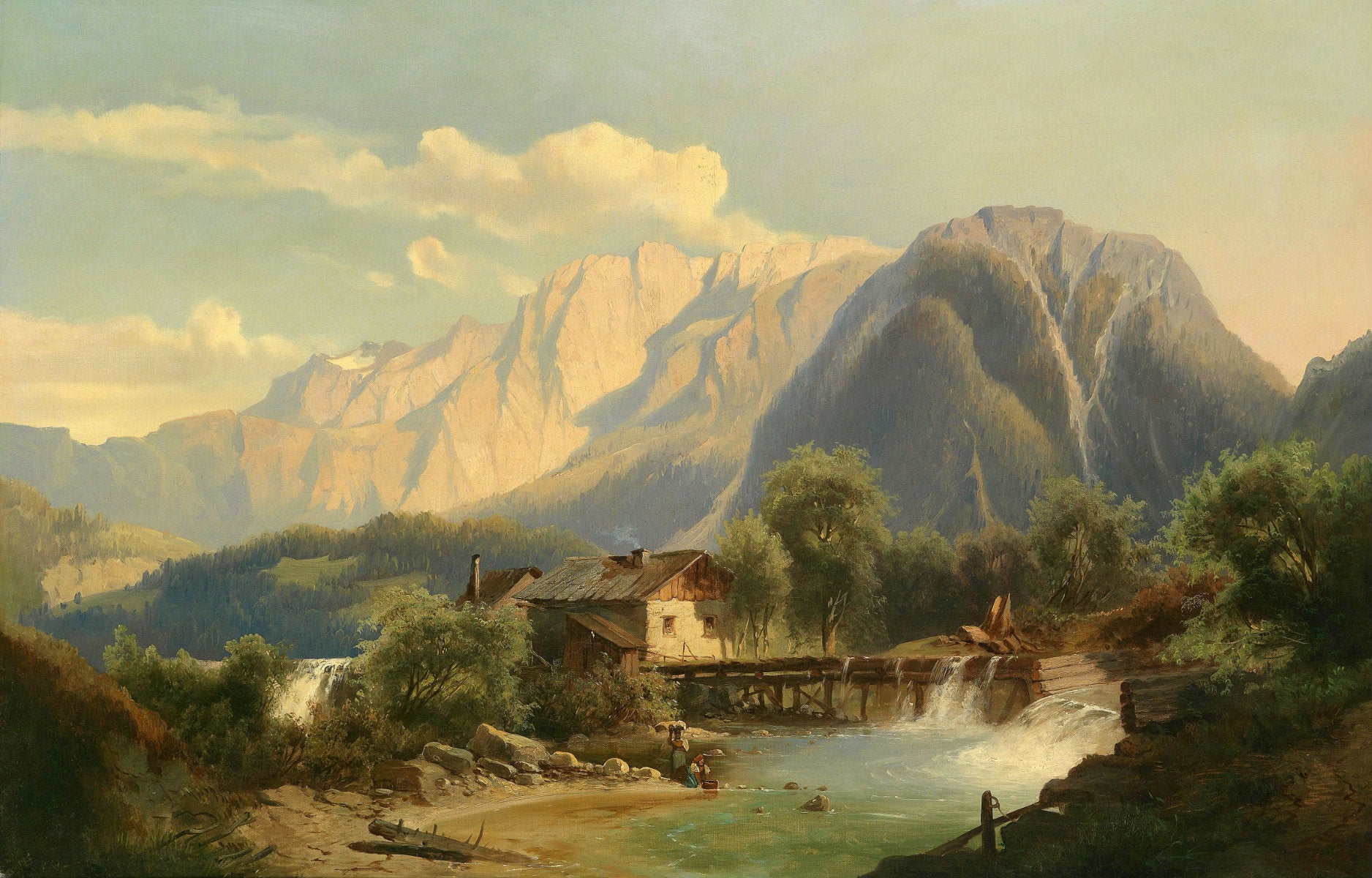 The Mountain Hut, vintage artwork by Josef Thoma, 12x8" (A4) Poster