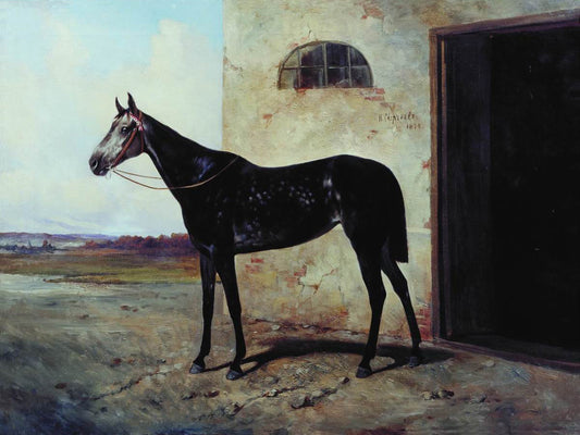 Grey Horse, vintage artwork by Nikolai Sverchkov, A3 (16x12") Poster Print