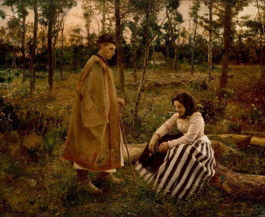 Shepherd and Peasant Woman by Bela Ivanyi Grunwald,A3(16x12")Poster