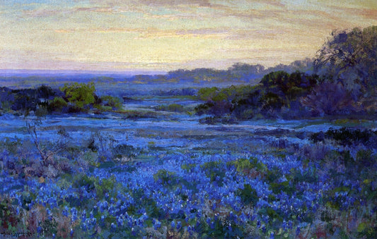 Bluebonnet Scene with a Girl by Julian Onderdonk,16x12(A3) Poster