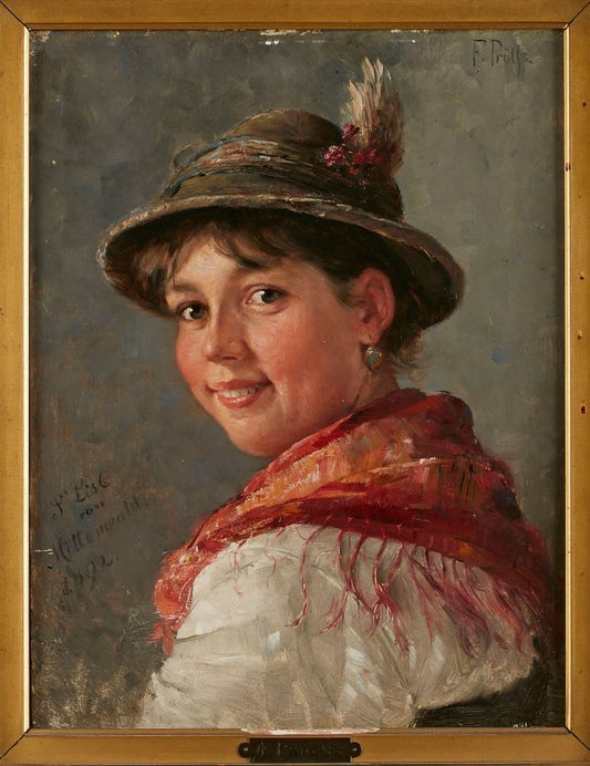 Lisl von Mittenwald, vintage artwork by Fredrich Prolss, 12x8" (A4) Poster