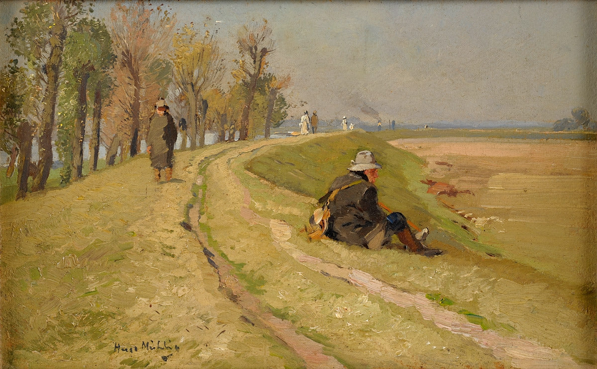 The Walk along the Rhine by Hugo Muhlig,A3(16x12")Poster