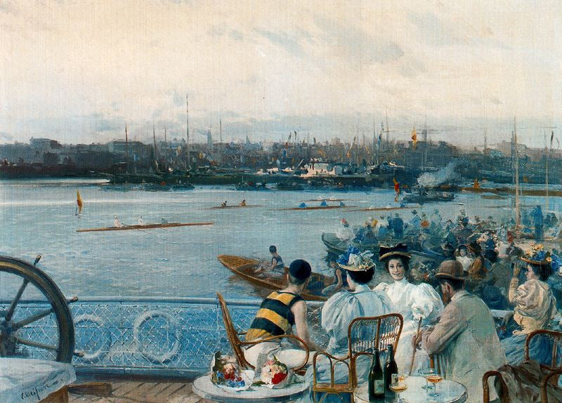 Regatas en el puerto de Barcelona by Eliseo Meifren i Roig,A3(16x12")Poster