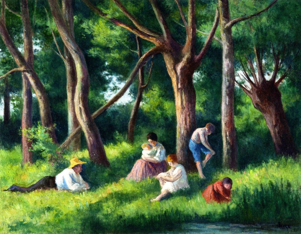 Afternoon, in the Woods, vintage artwork by Maximilien Luce, 12x8" (A4) Poster