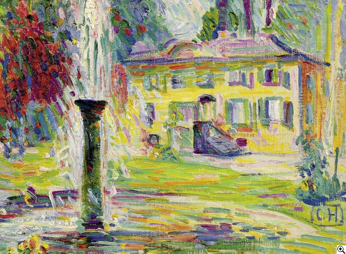 Schloss Belvedere at Weimar with Fountain, vintage artwork by Curt Herrmann, 12x8" (A4) Poster