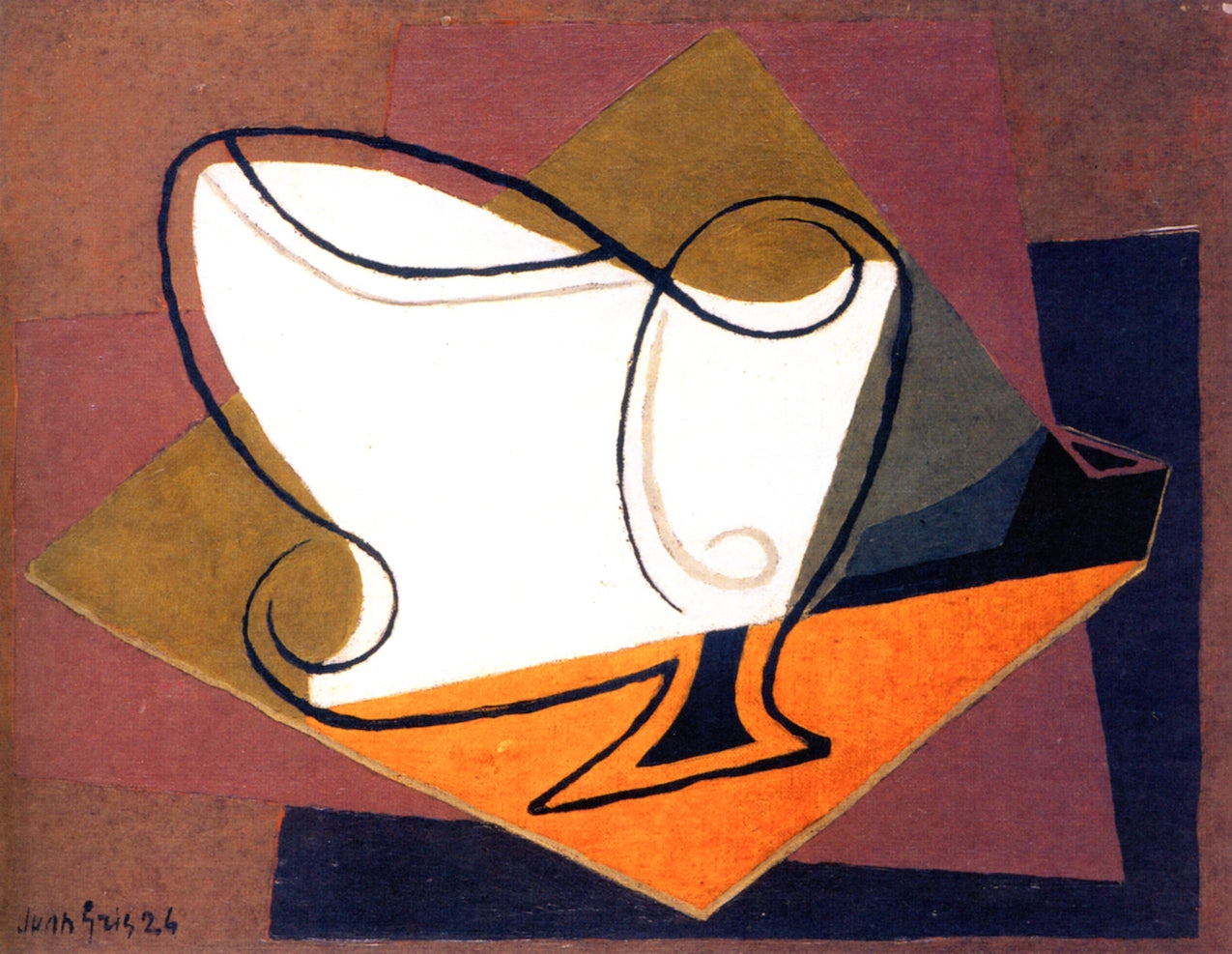 Bowl, Glass and Pipe, vintage artwork by Juan Gris, 12x8" (A4) Poster