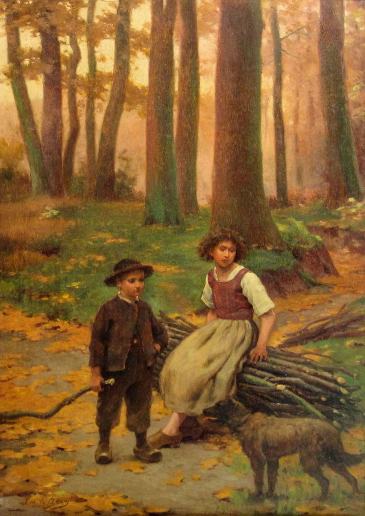 The Woodcutter's Children, vintage artwork by Louis-Emile Adan, 12x8" (A4) Poster