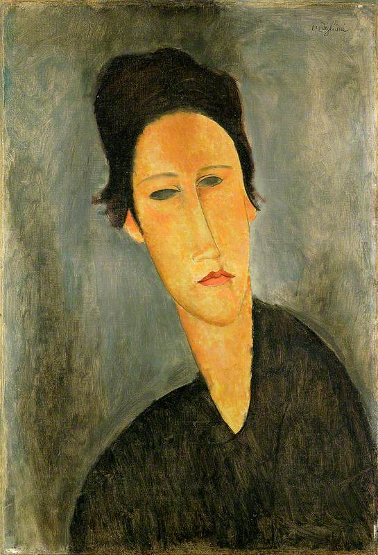 Head of a Woman (Anna Zborowska), vintage artwork by Amedeo Modigliani, 12x8