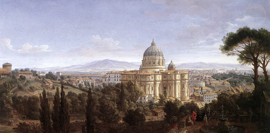 St Peter's in Rome, vintage artwork by Caspar van Wittel, 12x8" (A4) Poster